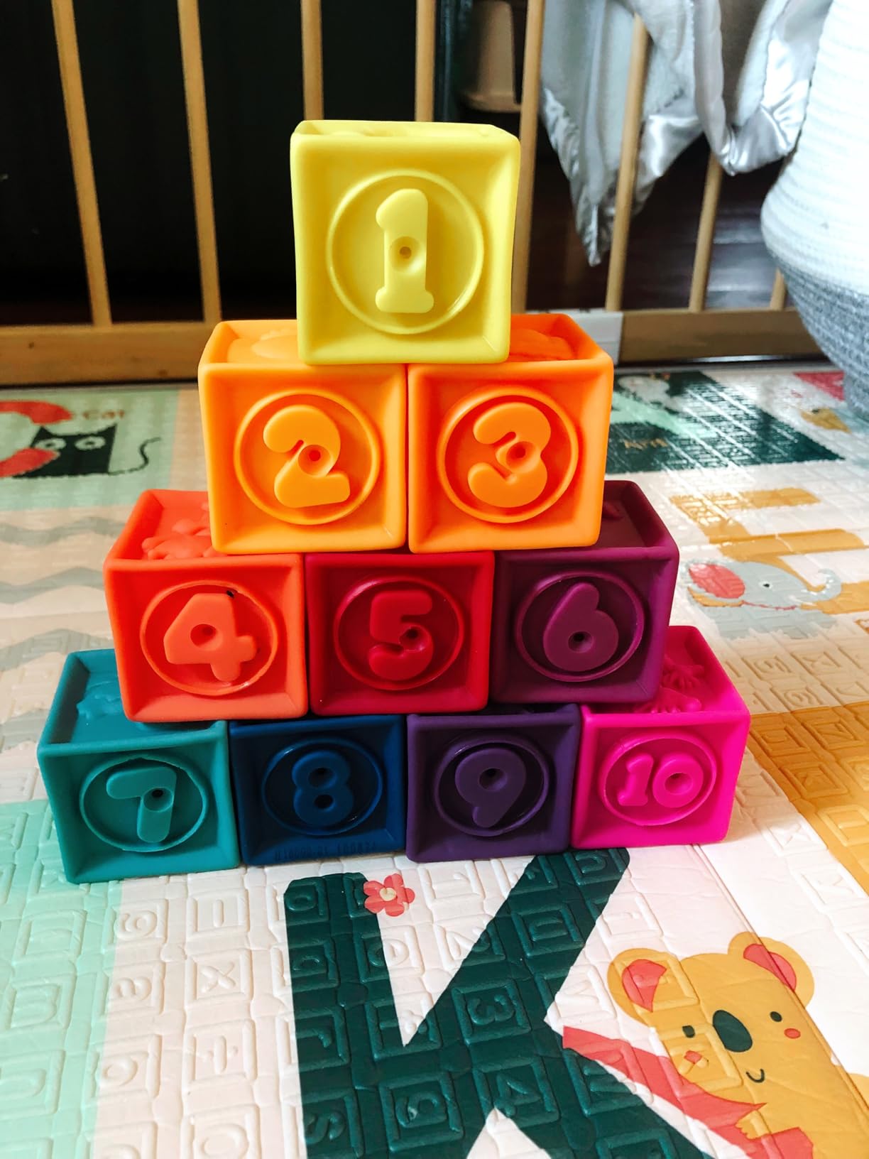B. toys, One Two Squeeze Soft Building Blocks, 10 Pack, Blocks - 1, Baby customer photo 1