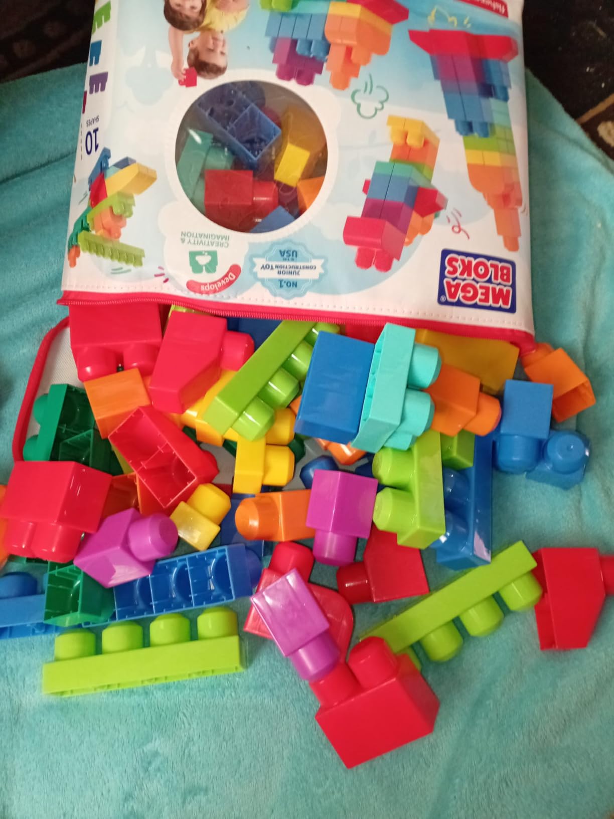 MEGA BLOKS First Builders Toddler Blocks Toys Set, Big Building Bag with 80 Pieces and Storage, Blue, Ages 1+ Years customer photo 2
