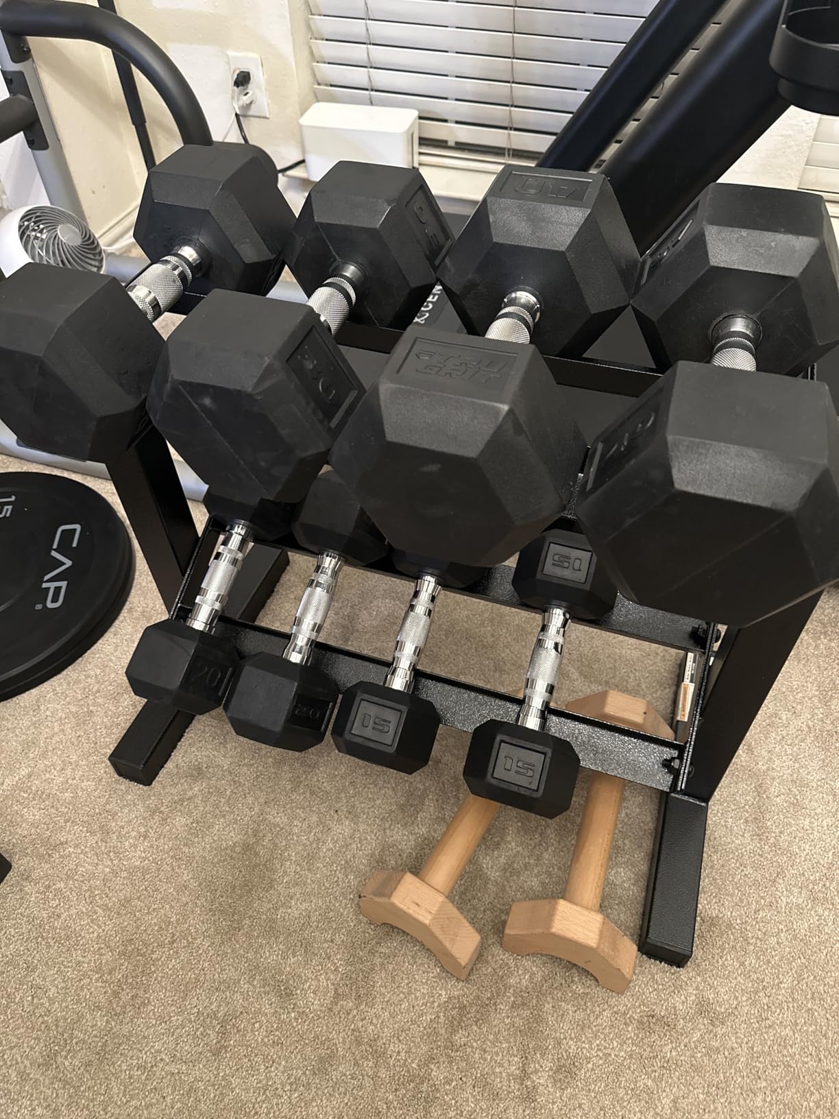 Cap 24-Inch Dumbbell Storage Rack for Home Gym, 2-Tier Heavy-Duty Weight Rack for Hex Dumbbells, Space-Saving Steel Free Weight Organizer Stand, Holds 5lb - 25lb Pairs customer photo 2