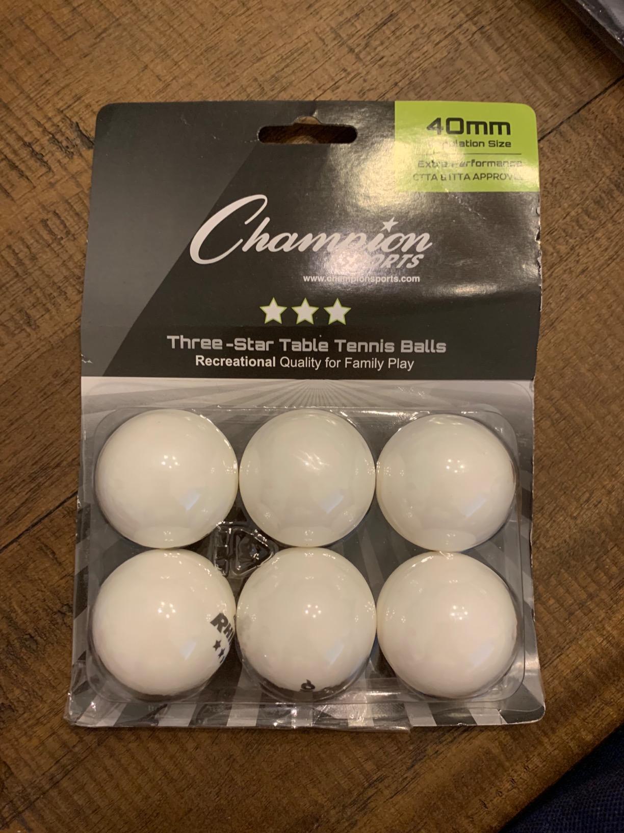 Champion Sports 3 Star Table Tennis Ball Pack – Tournament Size, 40mm Seamless, CTTA & ITTA Approved customer photo 1