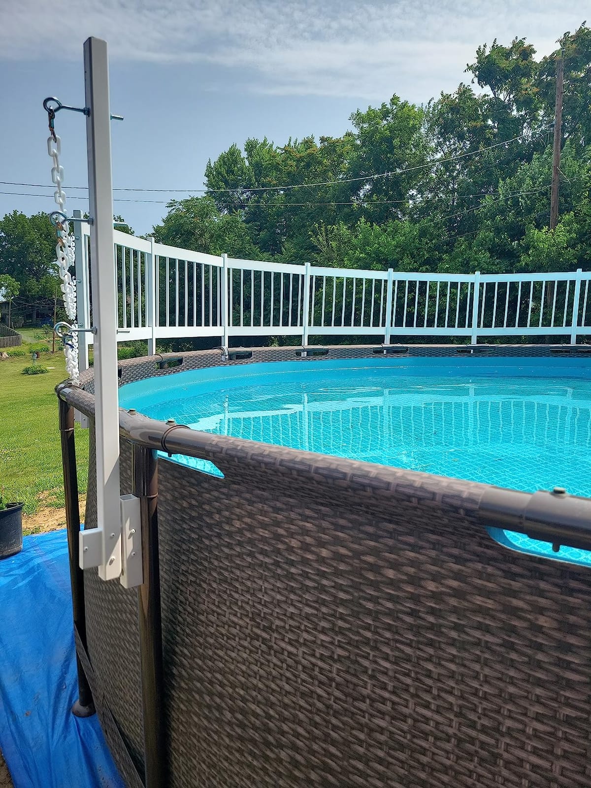 Aqua Select Above Ground Swimming Pool Resin Safety Pool Fence Base | White customer photo 2