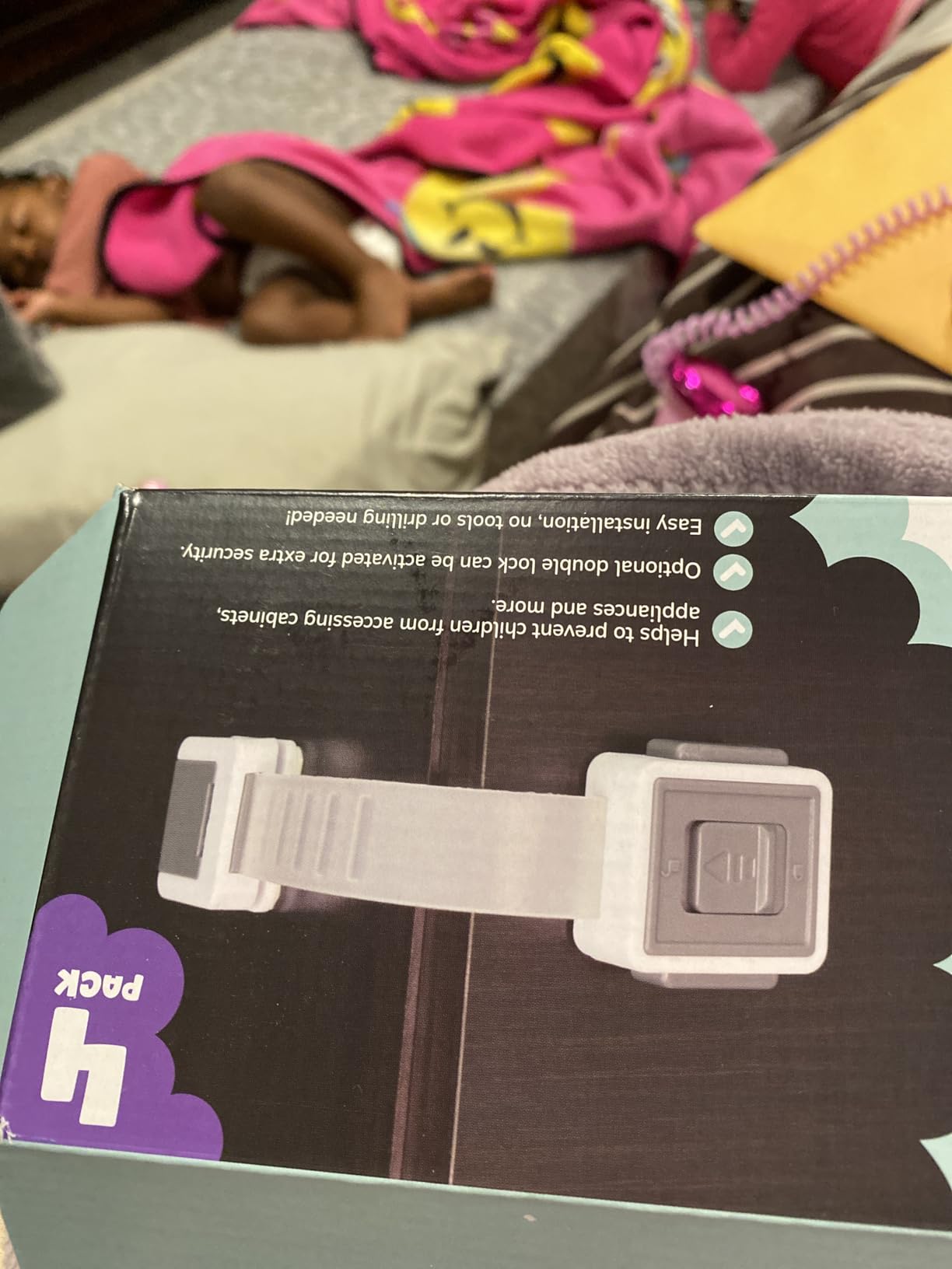 Child Safety Locks (4-Pack) - Baby Proof Cabinets, Drawers, Toilets & Appliances- Adjustable Strap Length, Double Lock Option - Easy Latch for Adults to Open customer photo 1