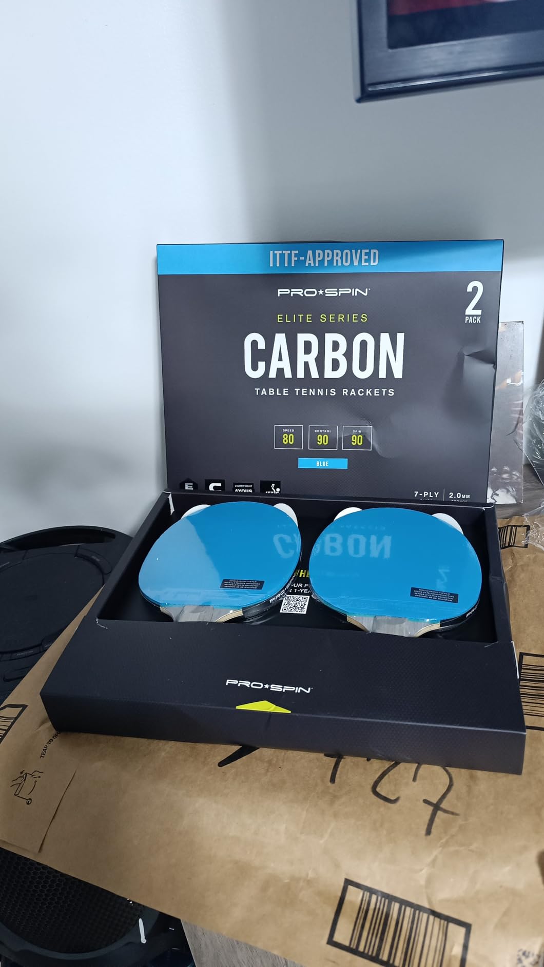 PRO-SPIN Ping Pong Paddles – ITTF Approved Professional Table Tennis Rackets with Carbon Fiber for Superior Control | 7-Ply Blade, Premium Rubber, 2.0mm Sponge customer photo 2