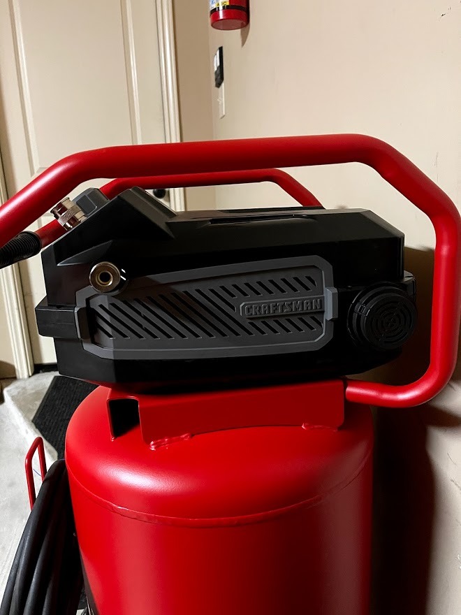 Craftsman Air Compressor, 20 Gallon Oil-Free 1.8 HP Max 175 PSI Pressure Two Quick Couplers Big Capacity, Red- CMXECXA0232043 customer photo 1