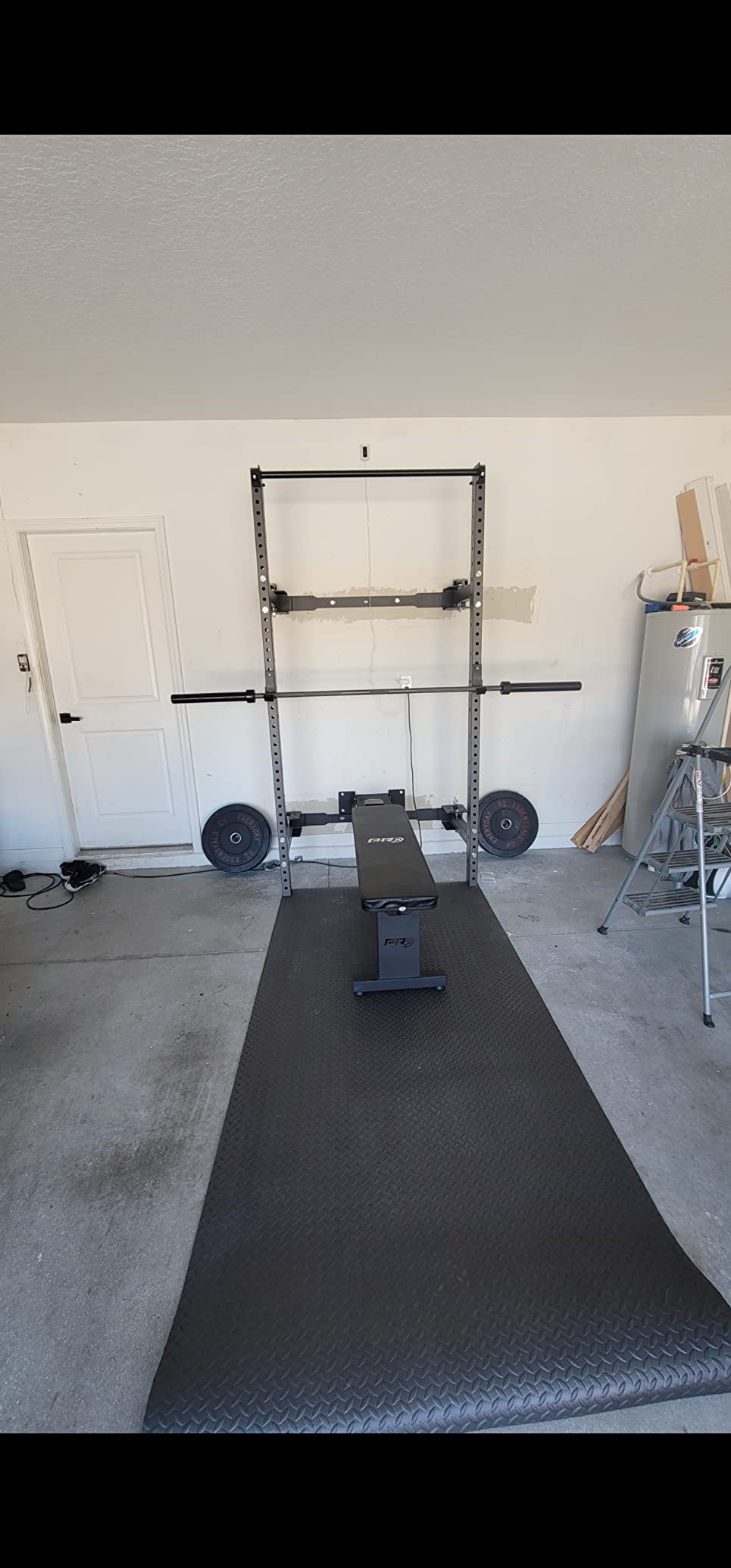 PRx Performance Wall Mounted Folding Power Squat Rack - Heavy Duty Adjustable Pull Up Bar, Space Saving Home Gym Equipment with Durable J-Cups, Ideal for Weight Lifting and Strength Training - Black customer photo 2