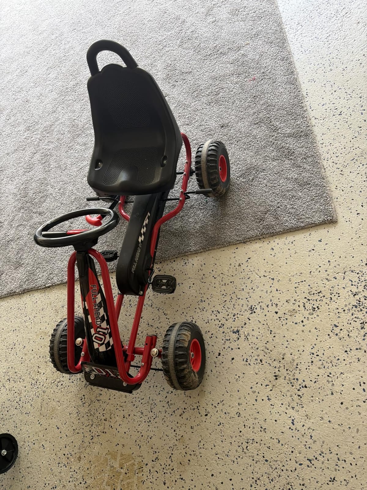 Costzon Go Kart for Kids, 4 Wheel Pedal Powered Go Cart with Adjustable Seat, Handbrake & Non-Slip Wheels, Outdoor Racer Ride On Pedal Car, Gift for Boys Girls (Red) customer photo 2