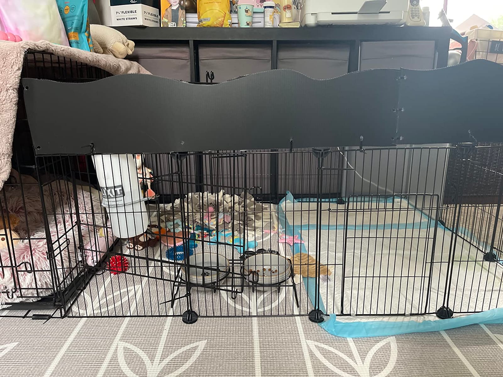 Pet Playpen, Small Animal Cage DIY Wire Fence with Door 15 Panels, Black customer photo 2