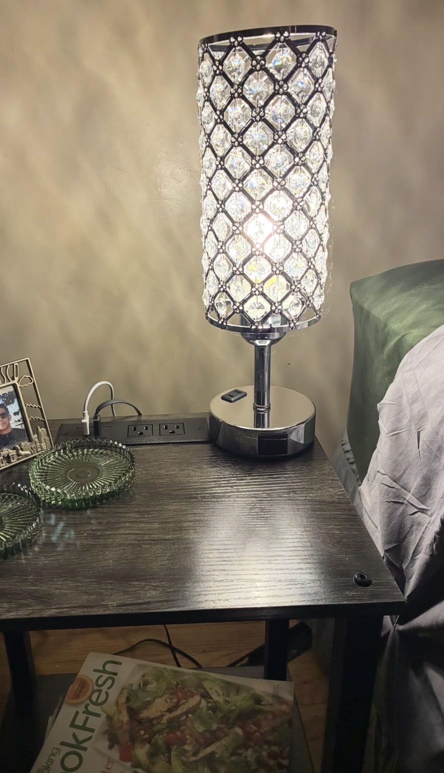 TUTOTAK End Table with Charging Station, Side Table, Nightstand customer photo 1