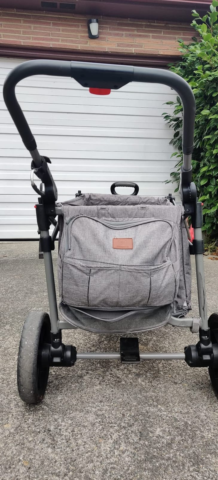 EVER ADVANCED Foldable Wagons for Two Kids & Cargo, Collapsible Folding Wagon Stroller with Adjustable Handle Bar,Removable Canopy with 5-Point Harness,Black customer photo 1