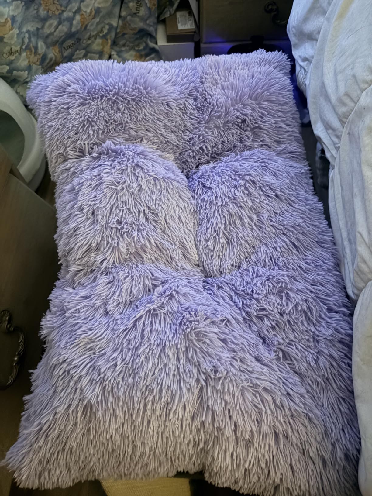 EHEYCIGA Fluffy Dog Crate Bed for Medium Dogs, Plush Crate Pad, Grey customer photo 1