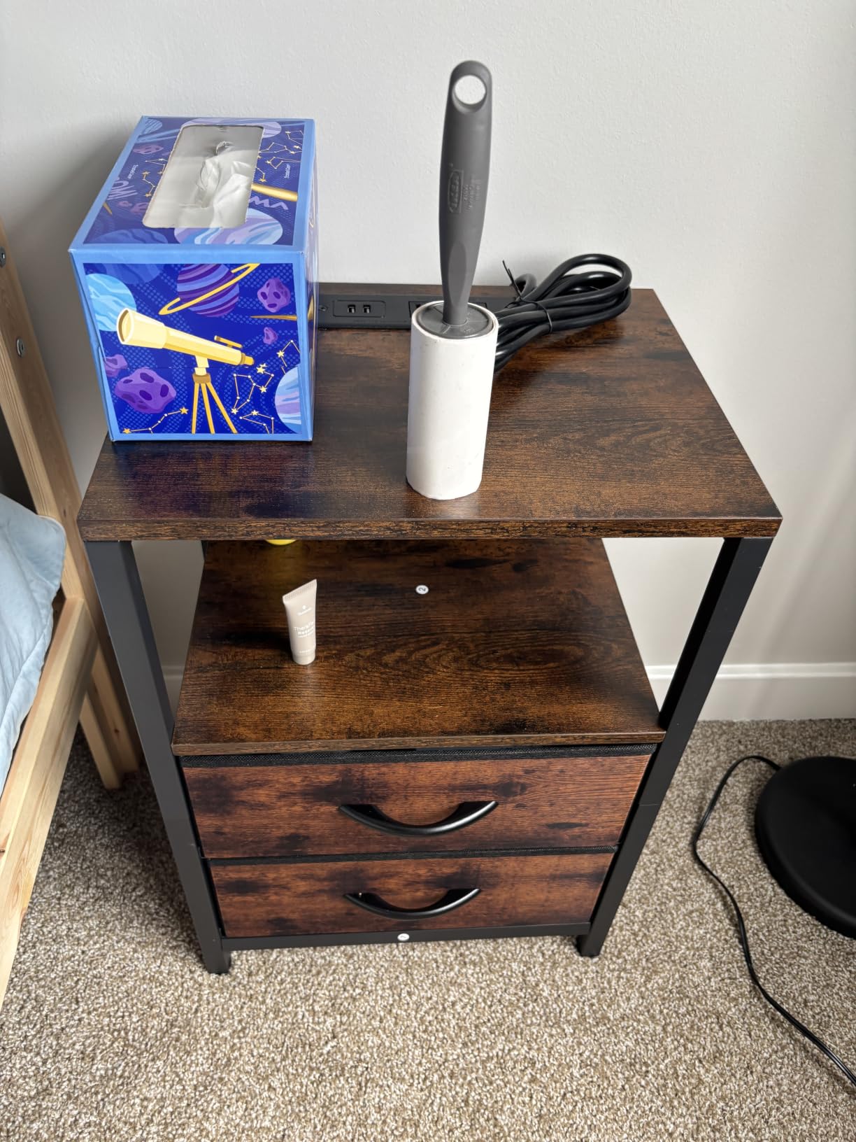 Yoobure Nightstand with Charging Station, Small Night Stand with Fabric Drawers and Storage Shelf for Bedrooms, Nightstands for Small Spaces, Bedside Table with USB Ports & Outlets, Bed Side Table customer photo 2