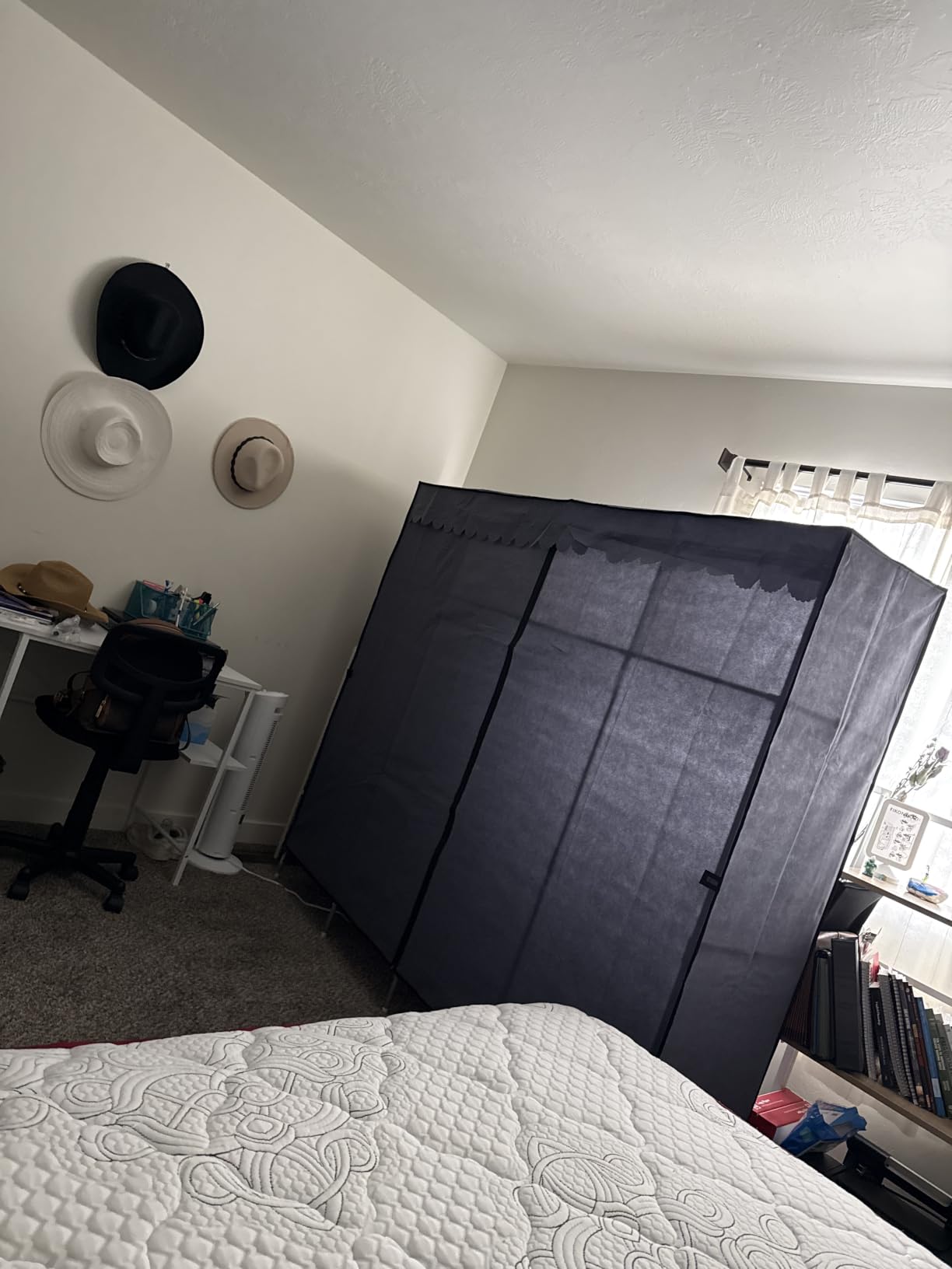 Portable Wardrobe Closet for Bedroom, Small Storage Organizer with 2 Drawers and 2 Hanging Rods, Includes Dust Cover.(Brown, 39.3 in) customer photo 2