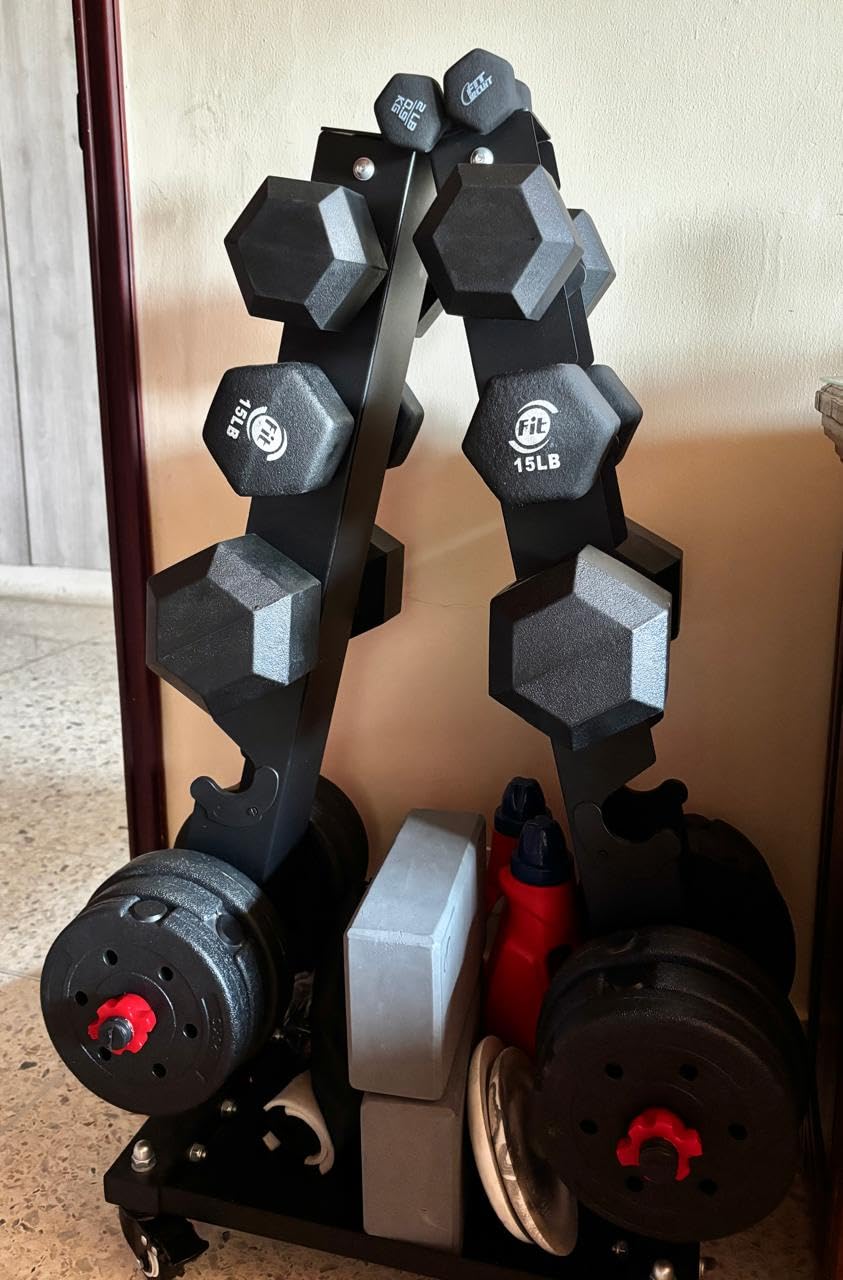 LIONSCOOL Dumbbell Rack Stand Only, A-Frame Rolling Weight Storage and Tray customer photo 1