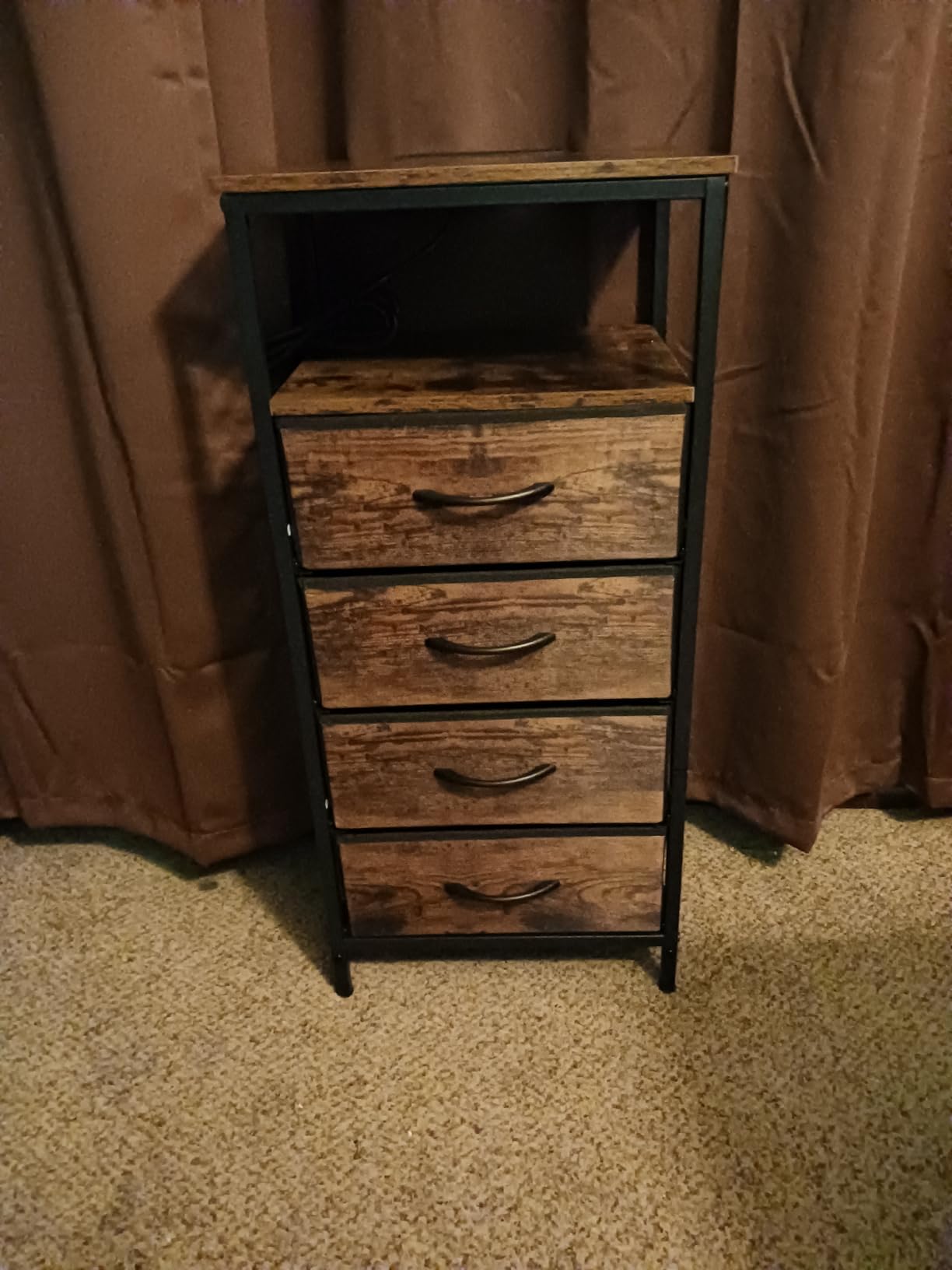 Huuger Nightstand with Charging Station, Side Table with Fabric Drawers customer photo 2