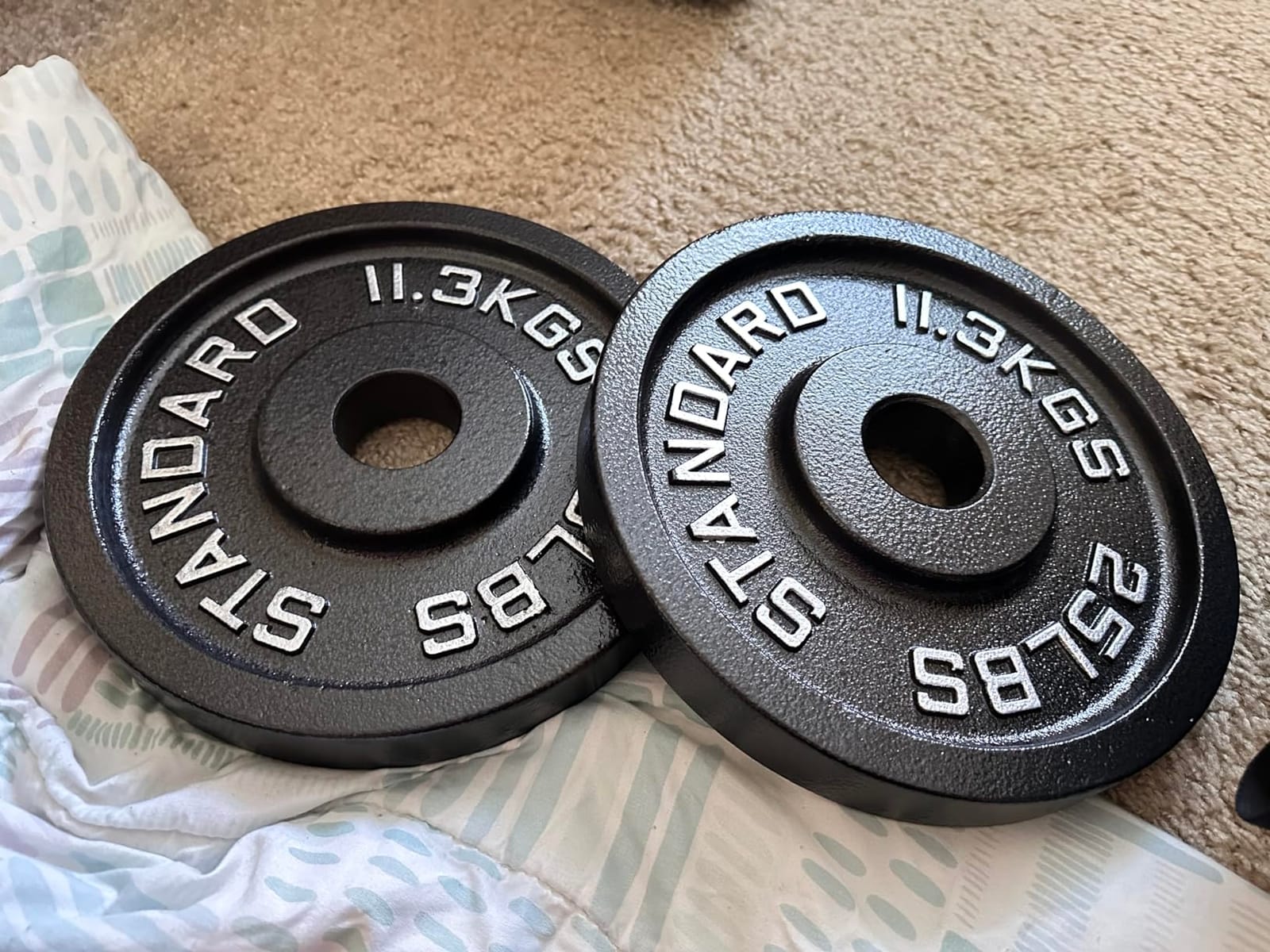 Steel Weight Plates 85LB Set - Olympic 2 inch Center Premium Coating 2x 25lb, 10lb, 5lb, and 2.5lb for Olympic Weight Lifting Barbells customer photo 1