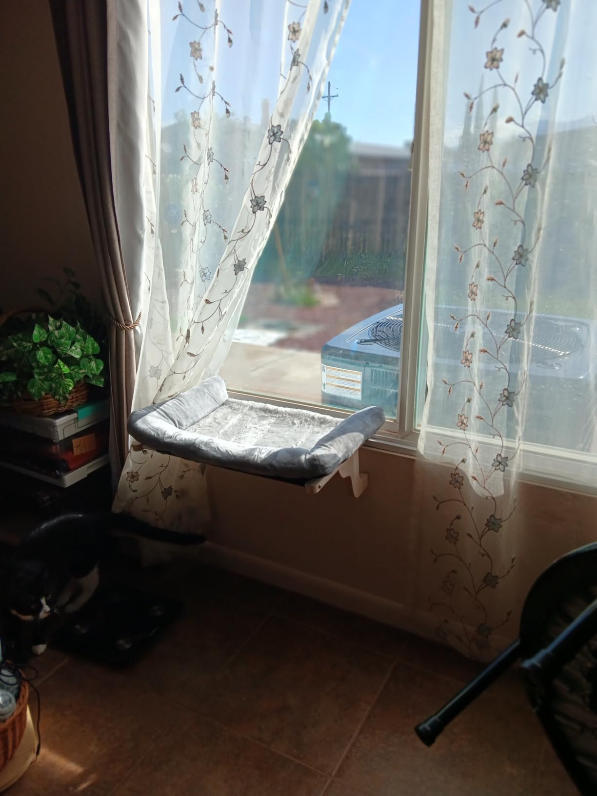 Zakkart Cat Perch for Windowsill with Bolsters (Natural Wood/Brown, L) customer photo 1