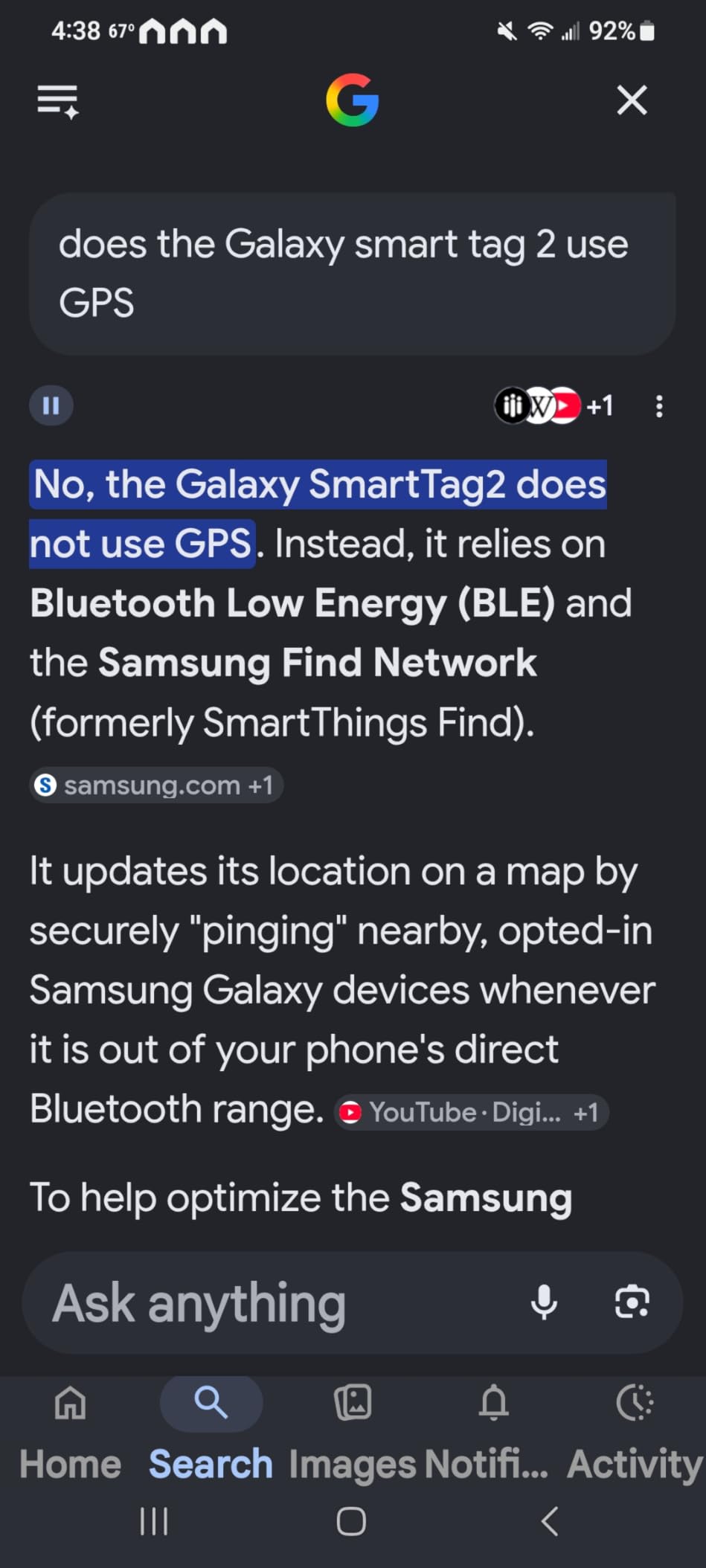 Samsung Galaxy SmartTag2, Bluetooth Tracker, Smart Tag GPS Locator Tracking Device, Item Finder for Keys, Wallet, Luggage, Pets, Use w/ Phones and Tablets Android 11 or Later, 2023, 1 Pack, Black customer photo 2
