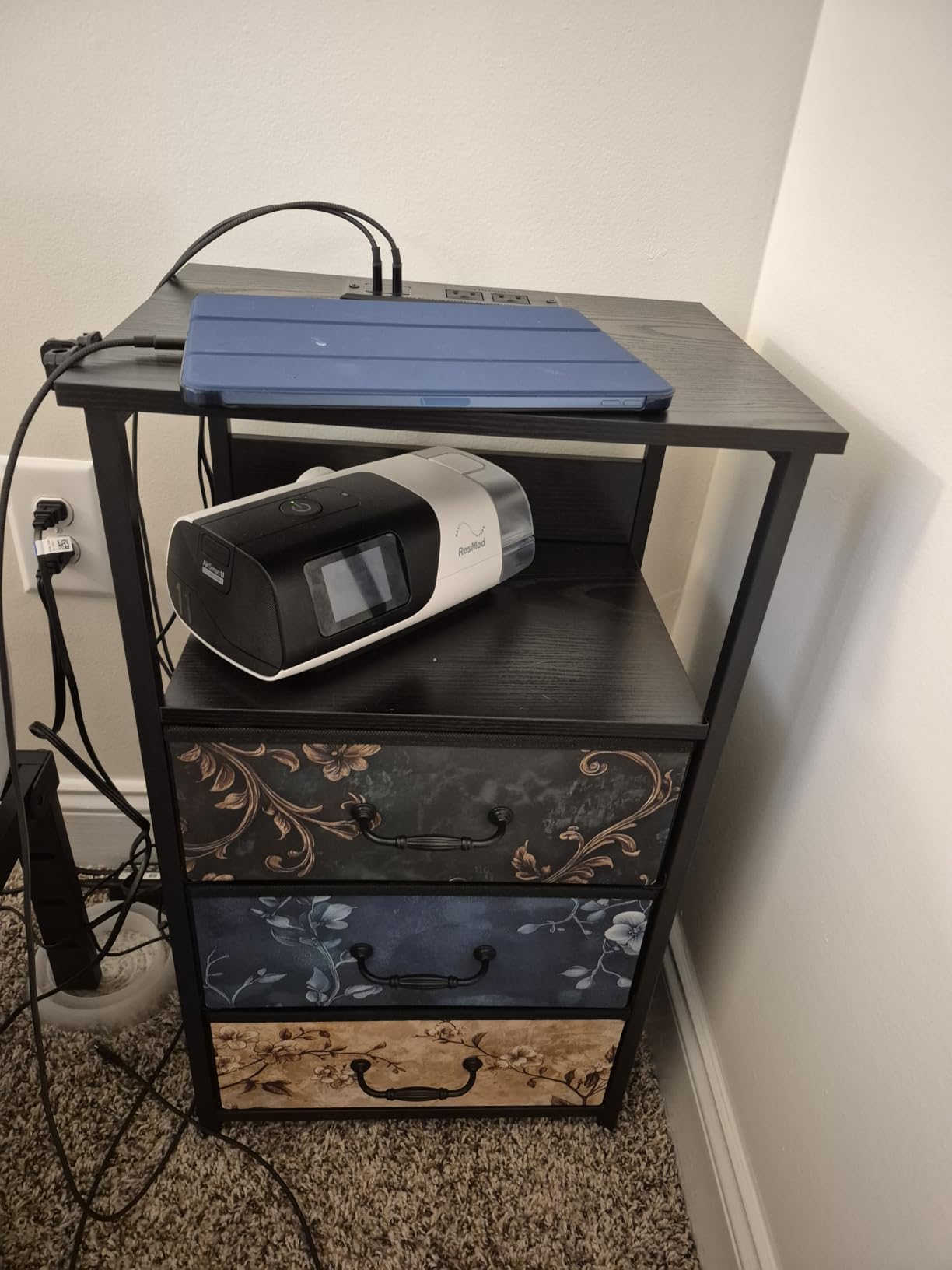 Fixwal Night Stand with 3 Drawers, White Nightstand with Charging Station customer photo 2