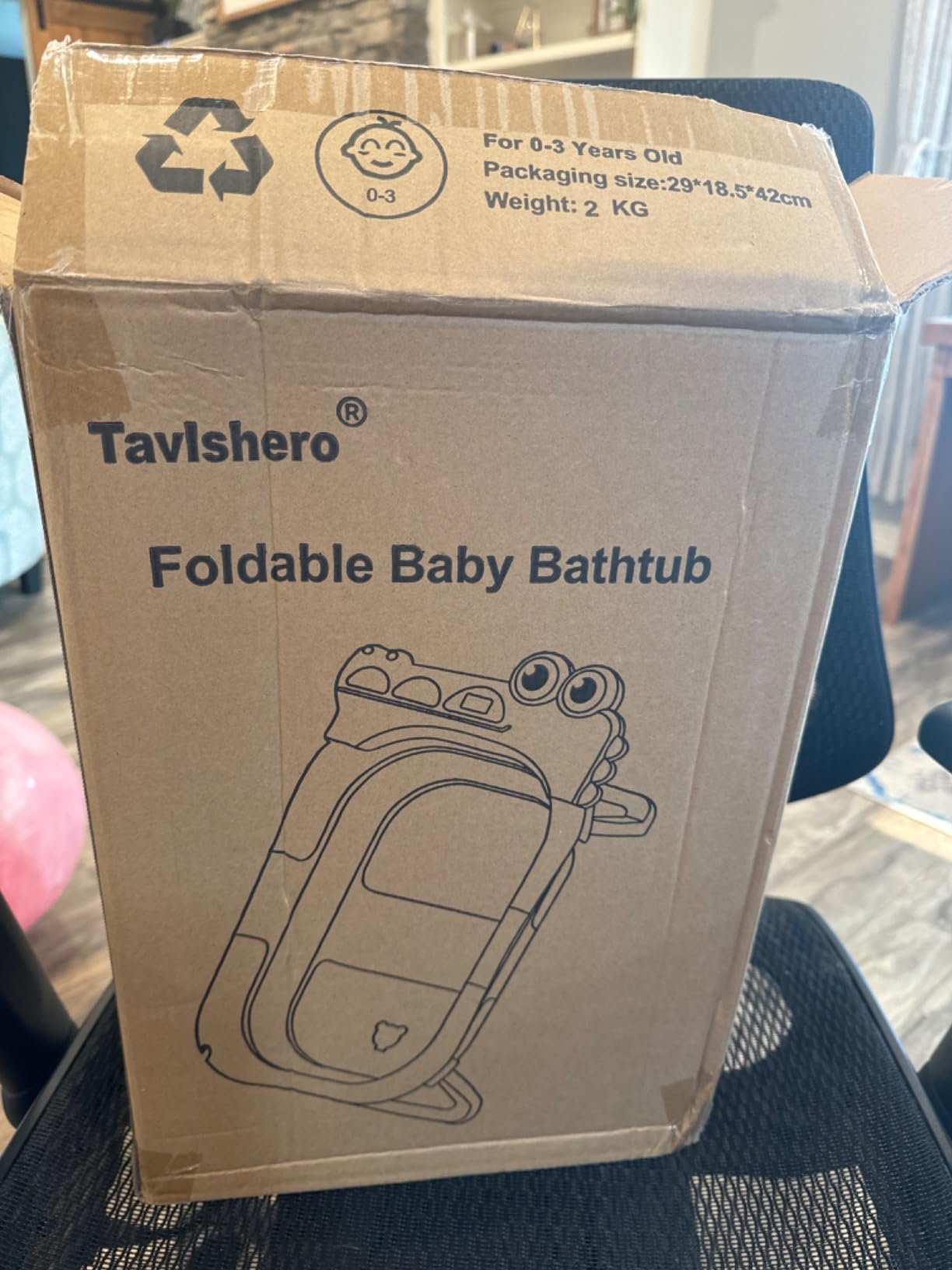 Collapsible Baby Bathtub for Newborn, Foldable Baby Bath Tub with Thermometer & Soft Floating Cushion & Drain Hole, Portable Travel Infant Bath Tubs for Newborns to Toddler 0-36 Months Girl, Pink customer photo 1