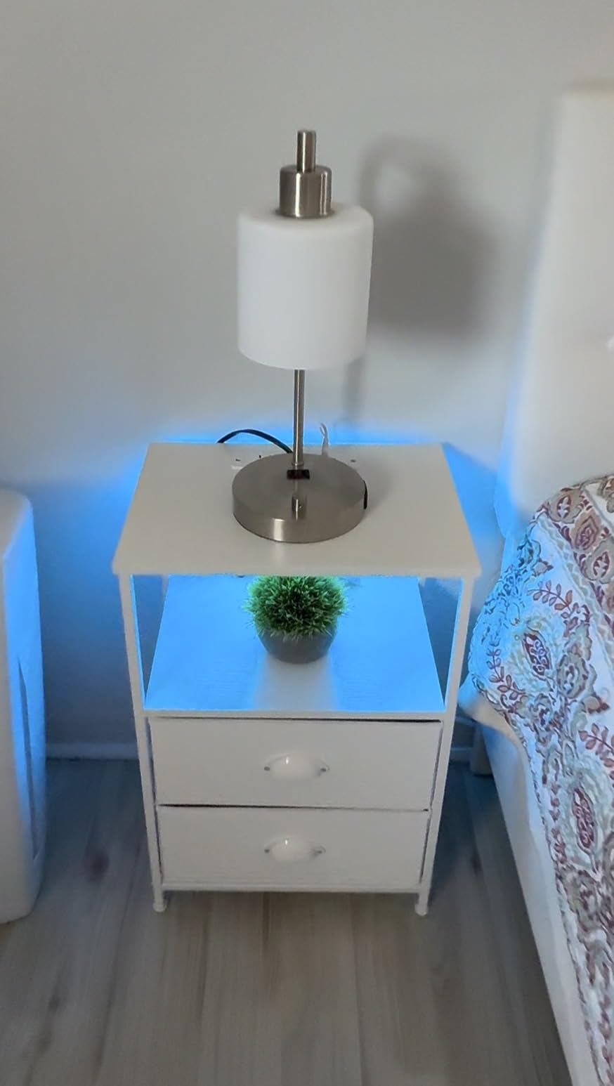 Furologee Nightstand Set of 2 with LED Lights, Charging Station, Black Oak customer photo 1