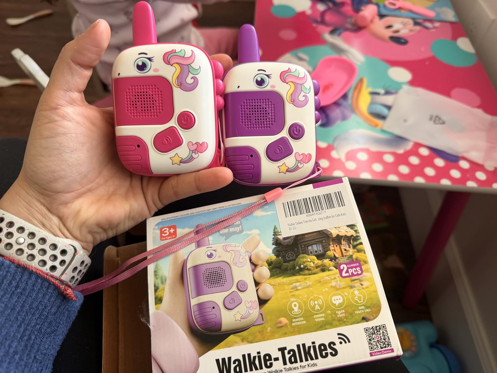 Walkie Talkies Toys for Girls:Unicorn Toys 2 Pack Birthday Gifts for 3 4 5-7 8 Year Old Girls Toy for 4 5 6 7 8-10 Year Old Camping Outdoor Game,Christmas Stocking Stuffers for Girls Kids customer photo 2