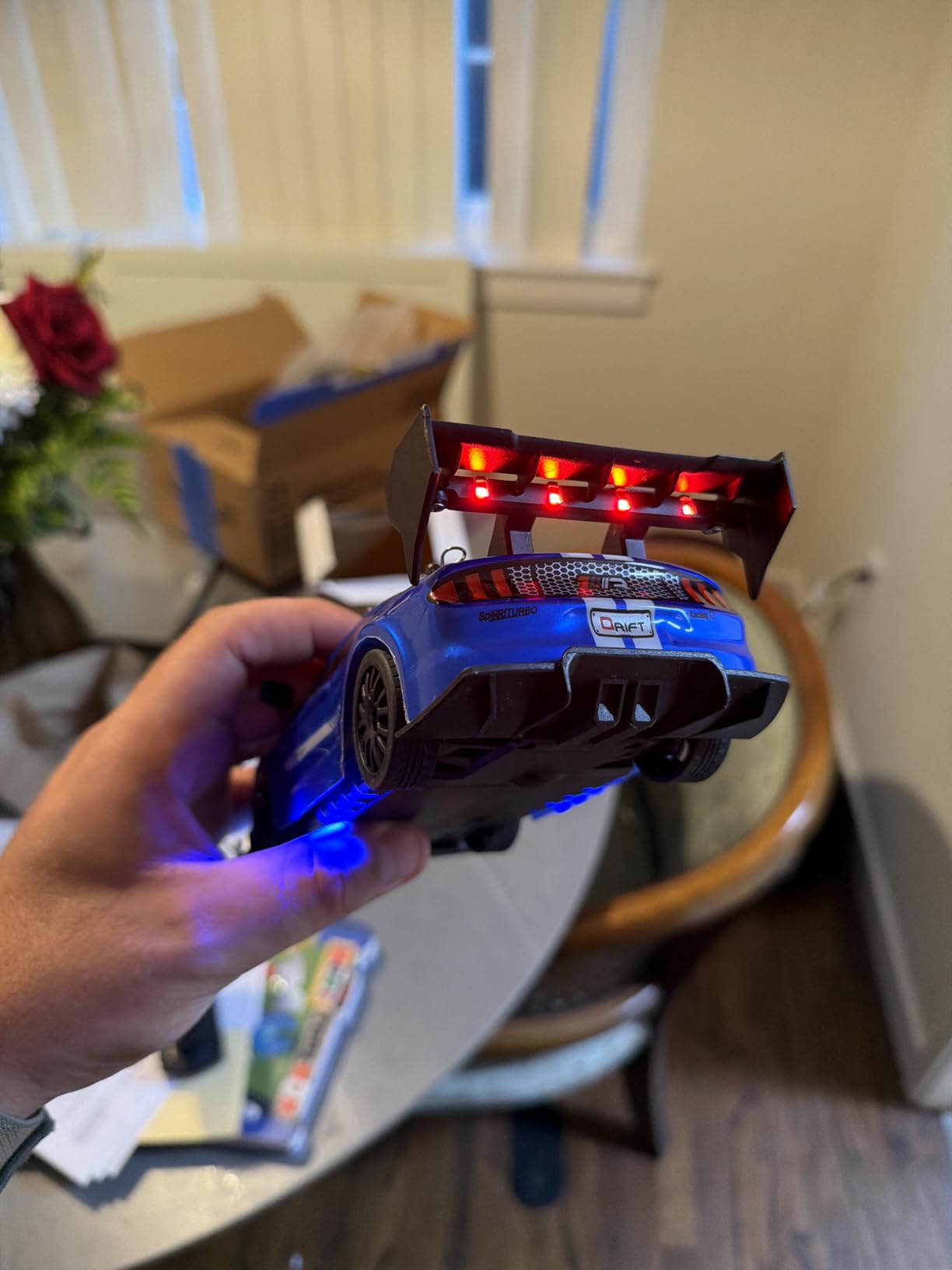 1:24 Scale RC Drift Car 4WD 2.4GHz 30KM/H High Speed Racing Sport Toy Car with LED Lights, Racing and Drift Wheels (8601-Black) customer photo 2