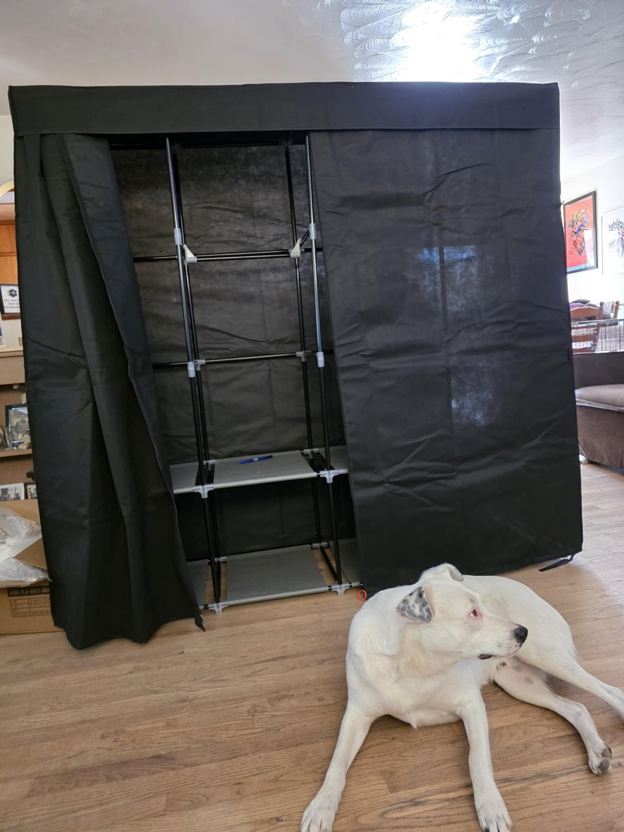 VTRIN Portable Closet Wardrobe for Hanging Clothes Closet with Cover, 3 Hanging rods, 6 Storage Shelves and Side Pocket, Diameter 19mm Metal Pipe, Sturdy Free Standing Closet for Bedroom customer photo 1