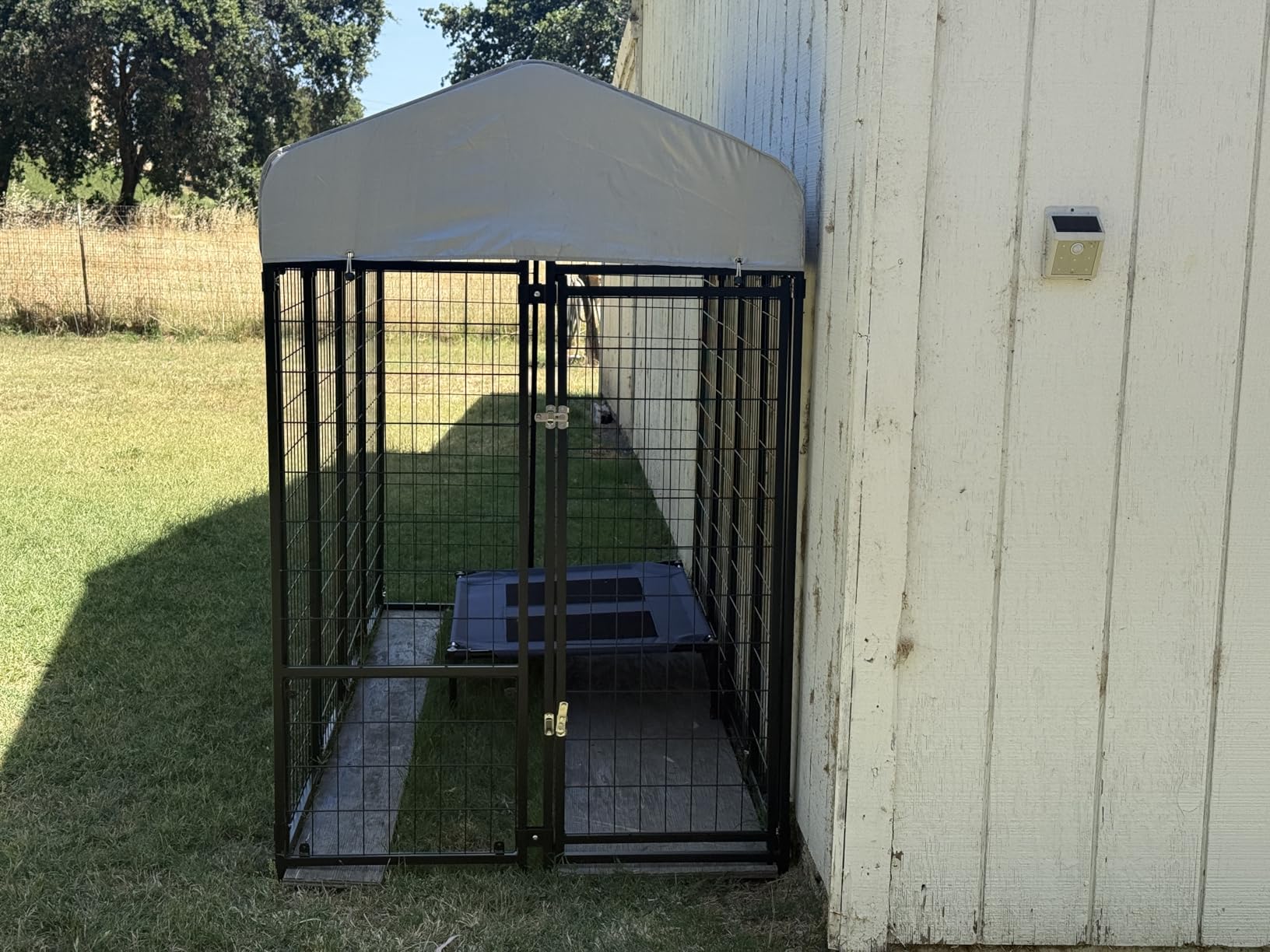 Dog Kennel Outdoor, Large Outside Dog Kennel with Roof & Swivel Feeders/Removable Doggy Door Allow Connecting Your Dog House, Heavy Duty Dog Run Pen for Medium/Large Dogs (8'L x 4'W x 6'H) customer photo 1