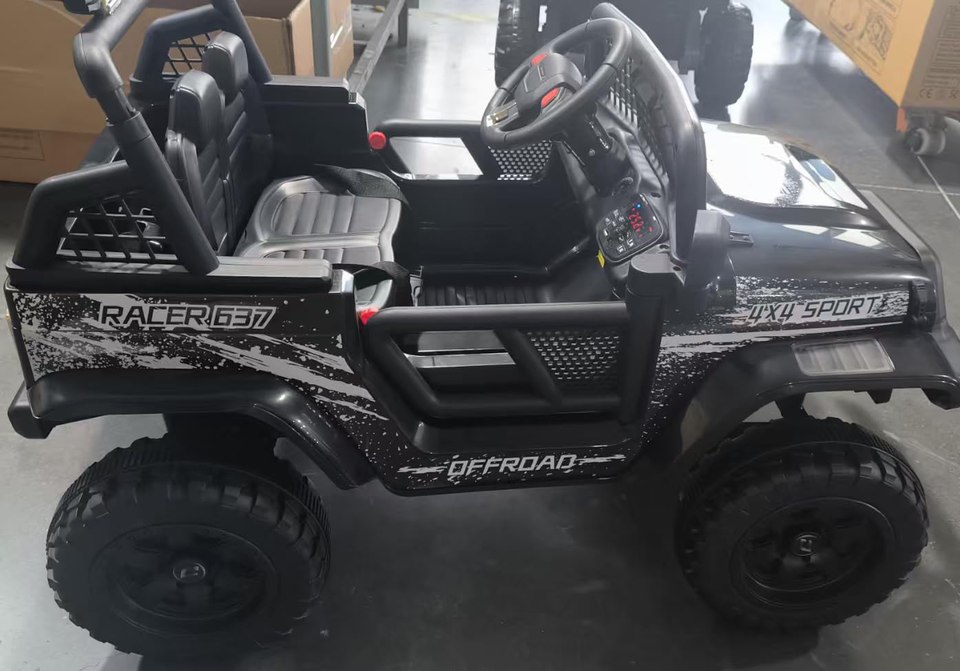 24V Ride on Toys, 2 Seater Kids Electric Car w/Remote Control, 4X4 Motor, 3 Speed, Bluetooth Music, Spring Suspension, LED Light, Off Road Power Car Wheel for Boys Girls Ages 3-8(D-Black) customer photo 1