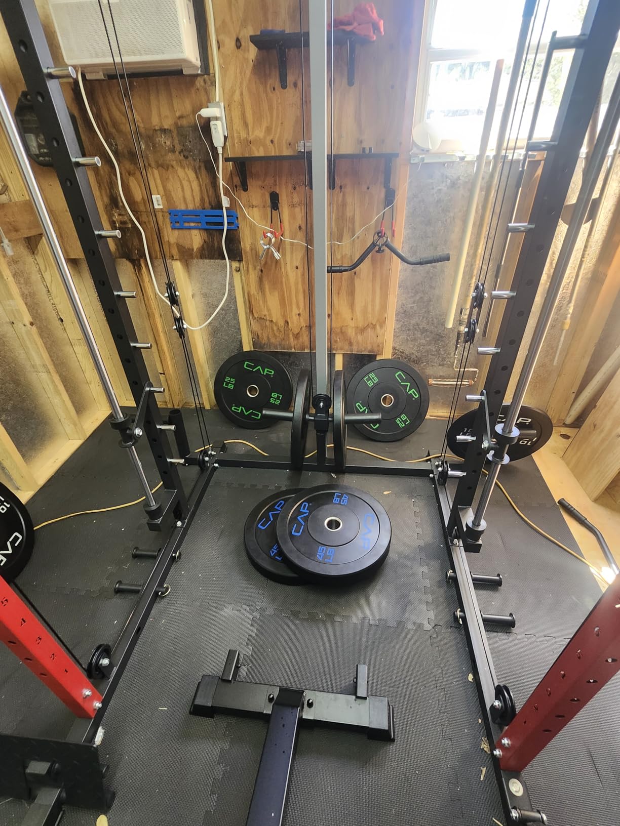 S1-V4 Smith Machine, 2000LBS Power Cage with Cable Crossover System, All-in-One Squat Rack with Smith Bar, Strength Training Equipment for Home Gym customer photo 2