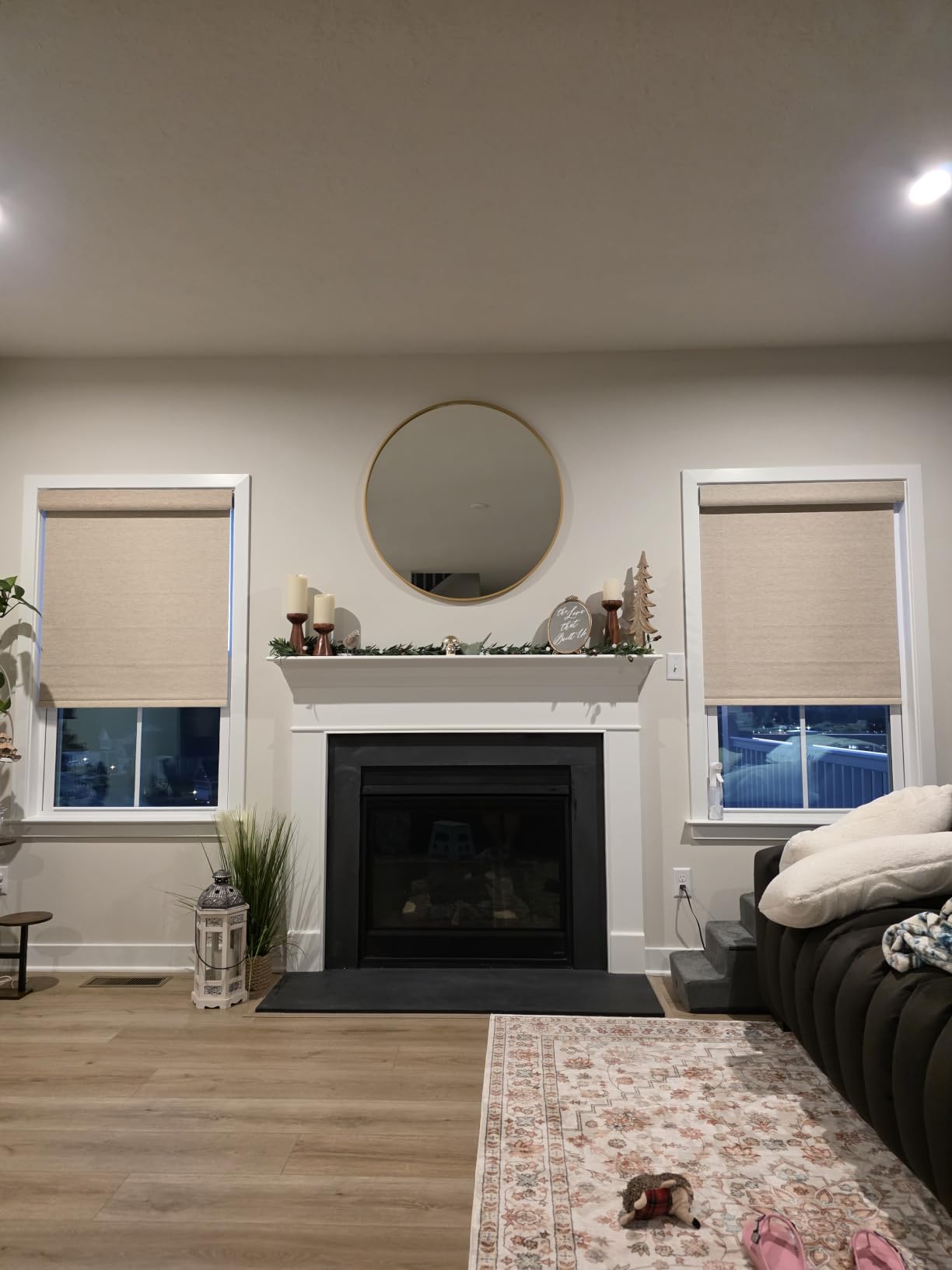 Persilux Smart Motorized Blinds with Remote, No Drill Automatic Roller Shades for Indoor Windows, Light Filtering Linen Fabric, Electric Blinds for Windows, Linen Light Brown C156-3, Custom Size customer photo 1