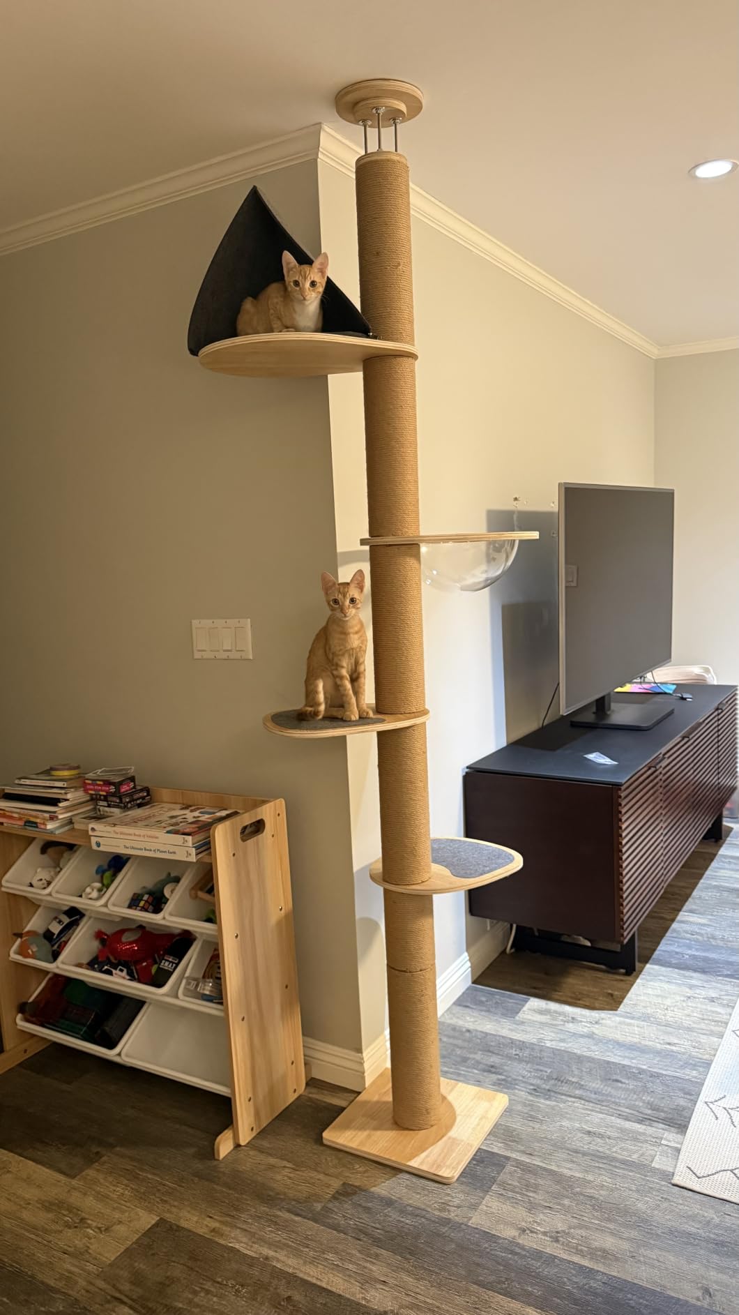 FUKUMARU Floor to Ceiling Cat Tree, 6-10 ft, 6 Level, Beige customer photo 1
