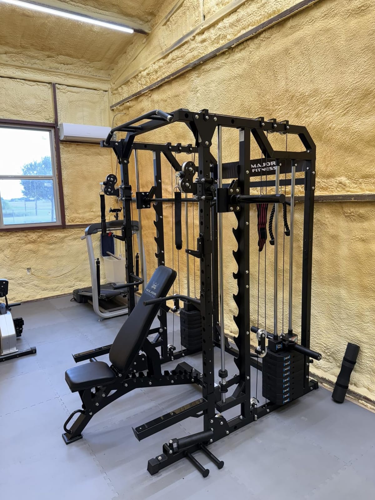 Major Fitness Drone2 Advanced Training Smith Machine – All-in-One Home Gym Squat Rack with Aluminum Pulley Set, Weight Bar, Dual LAT Pull-Down Systems & Cable Crossover Machine for Full-Body Workouts customer photo 1