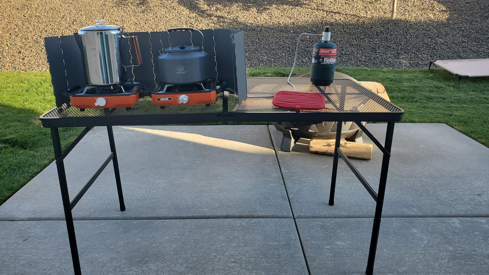 ODSD 2 Burner Camping Stove with Windshield, 20000 BTU Propane Camp Stove, Portable Folding Gas Stove, Camping Essentials Gear Includes Frying Pan, Coffee Stand & Carry Bag, Green customer photo 2