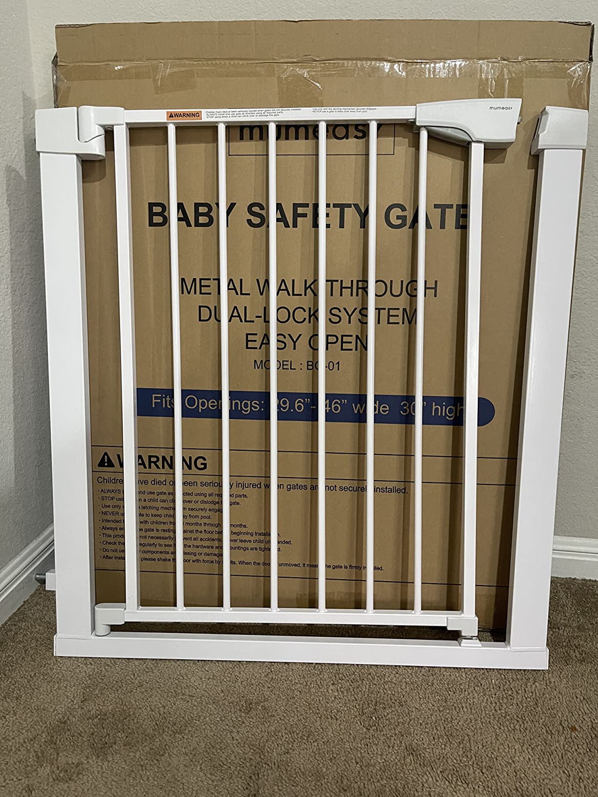 Mumeasy Baby Gate for Stairs, 29.7-46