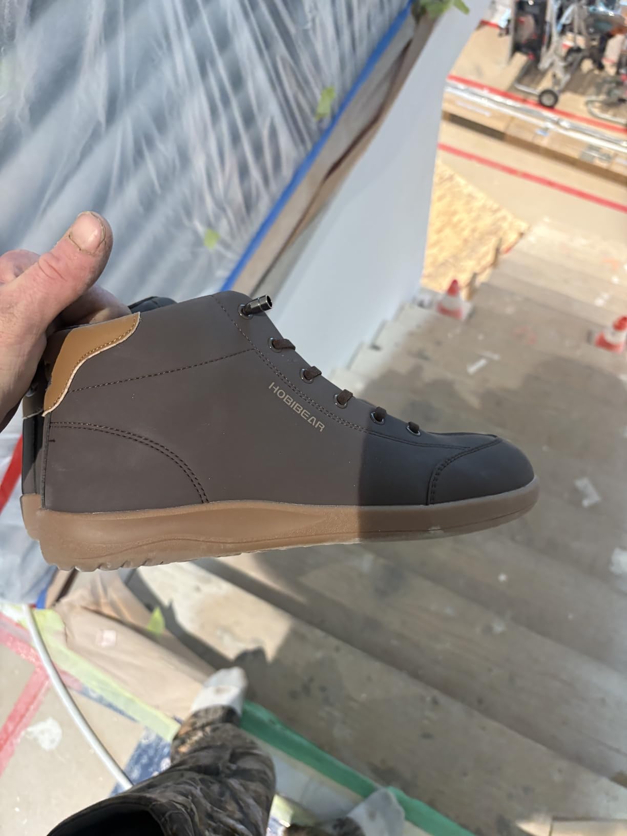 HOBIBEAR Leather Barefoot Boots Zero-Drop Wide Width Minimalist Shoes Unisex Mid Top Walking Boots customer photo 2