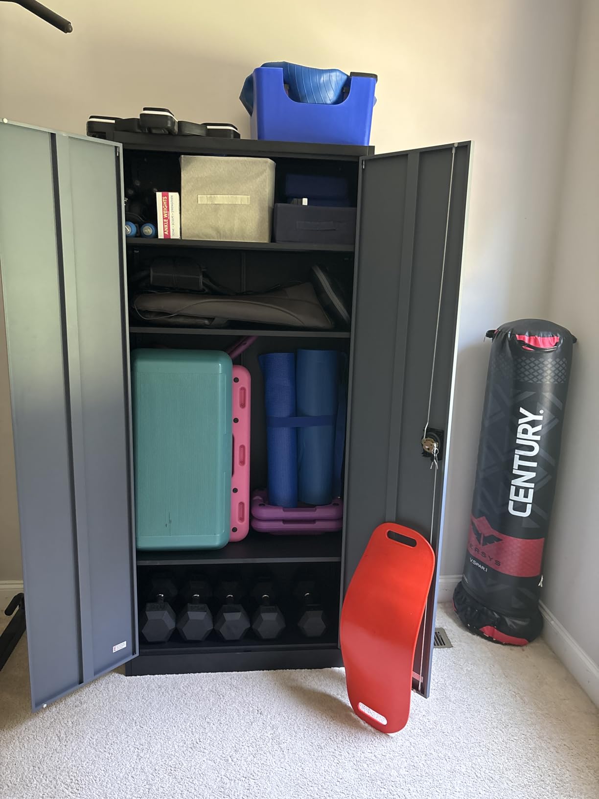SISESOL Wide & Deep Metal Storage Cabinet with Wheels,Tall Rolling Garage Storage Cabinet with Lock,Black Metal Cabinets with Pegboards and Shelves,Tool Locker for Garage,Home,Office,43''Wx 20''Dx71