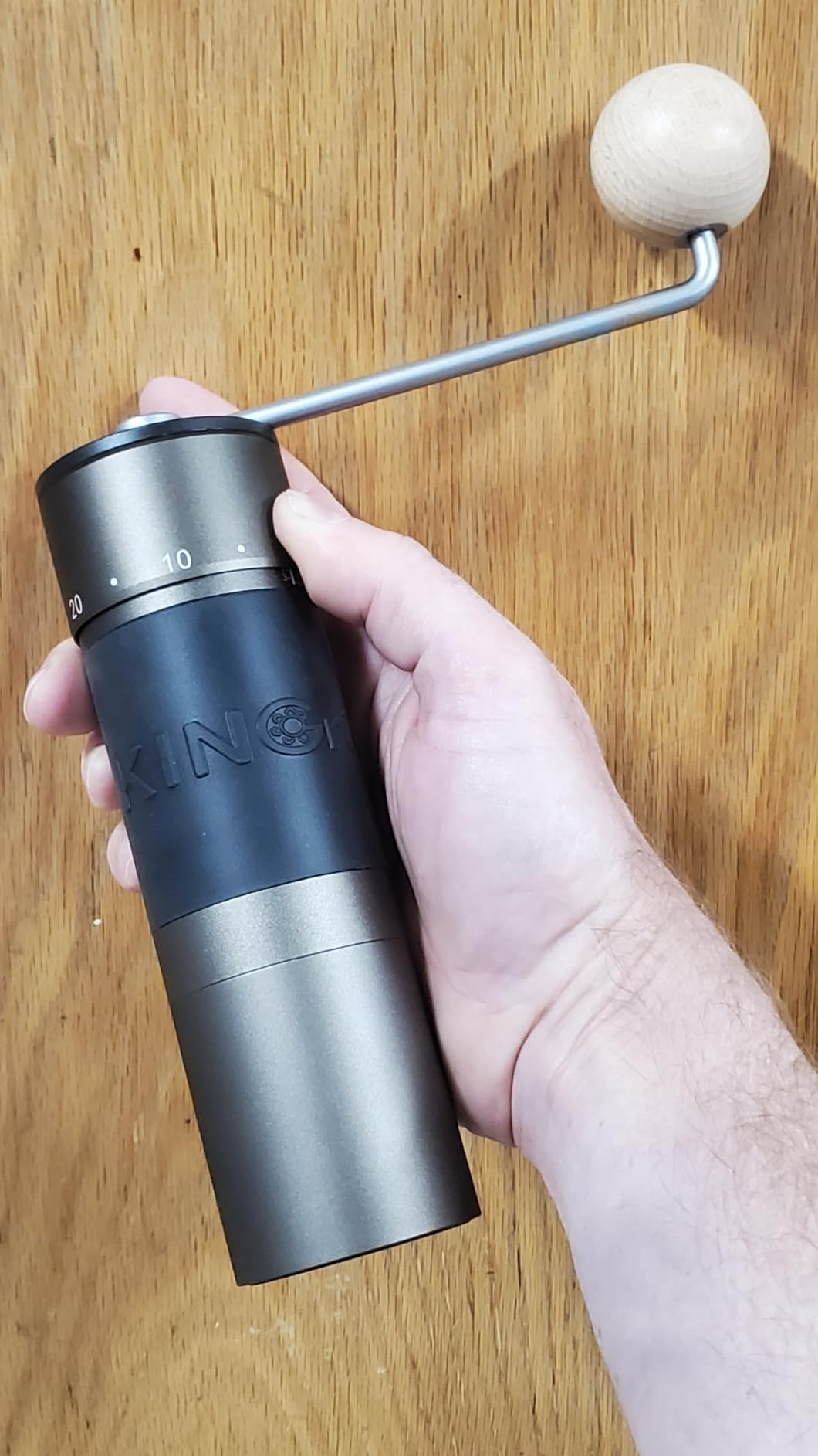 【Sliver】KINGrinder K6 Manual Coffee Grinder Straight Handle Stainless Burr customer photo 2