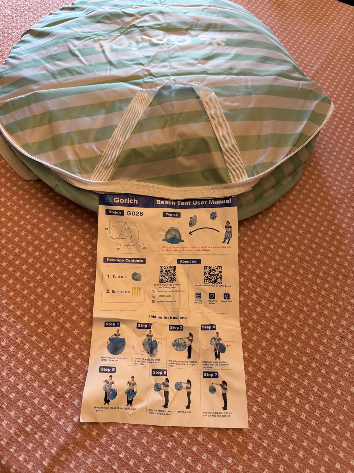 Gorich Pop Up Baby Beach Tent with UPF50+ UV Protection, Portable Toddler Sun Shelter with Mesh Ventilation, Lightweight & Foldable Play Shade Tent for Beach, Park & Backyard customer photo 1