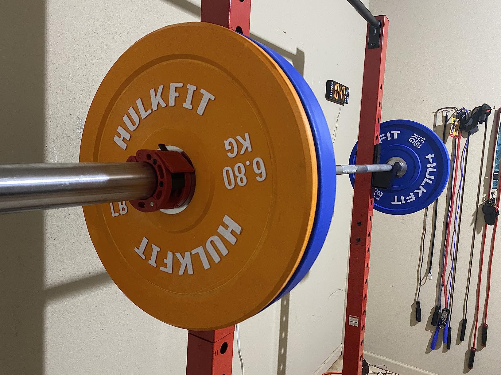 HULKFIT 2-Inch Olympic Rubber Weight Plates Sets, Bumper Plates Set with 7ft Bar, 100-390LB Set, Colored customer photo 2